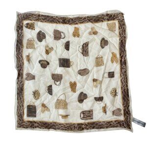 Vintage Liz Claiborne Silk Scarf Fashionista Hat Purse Gloves Square 20"X21